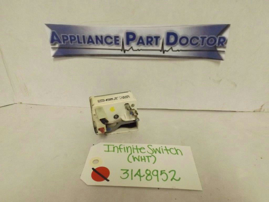 WHIRLPOOL STOVE 3148952 INFINITE SWITCH (WHT) 5.4-7.8A 240V USED WHIRLPOOL STOVE 3148952 INFINITE SWITCH (WHT) 5.4-7.8A 240V USED